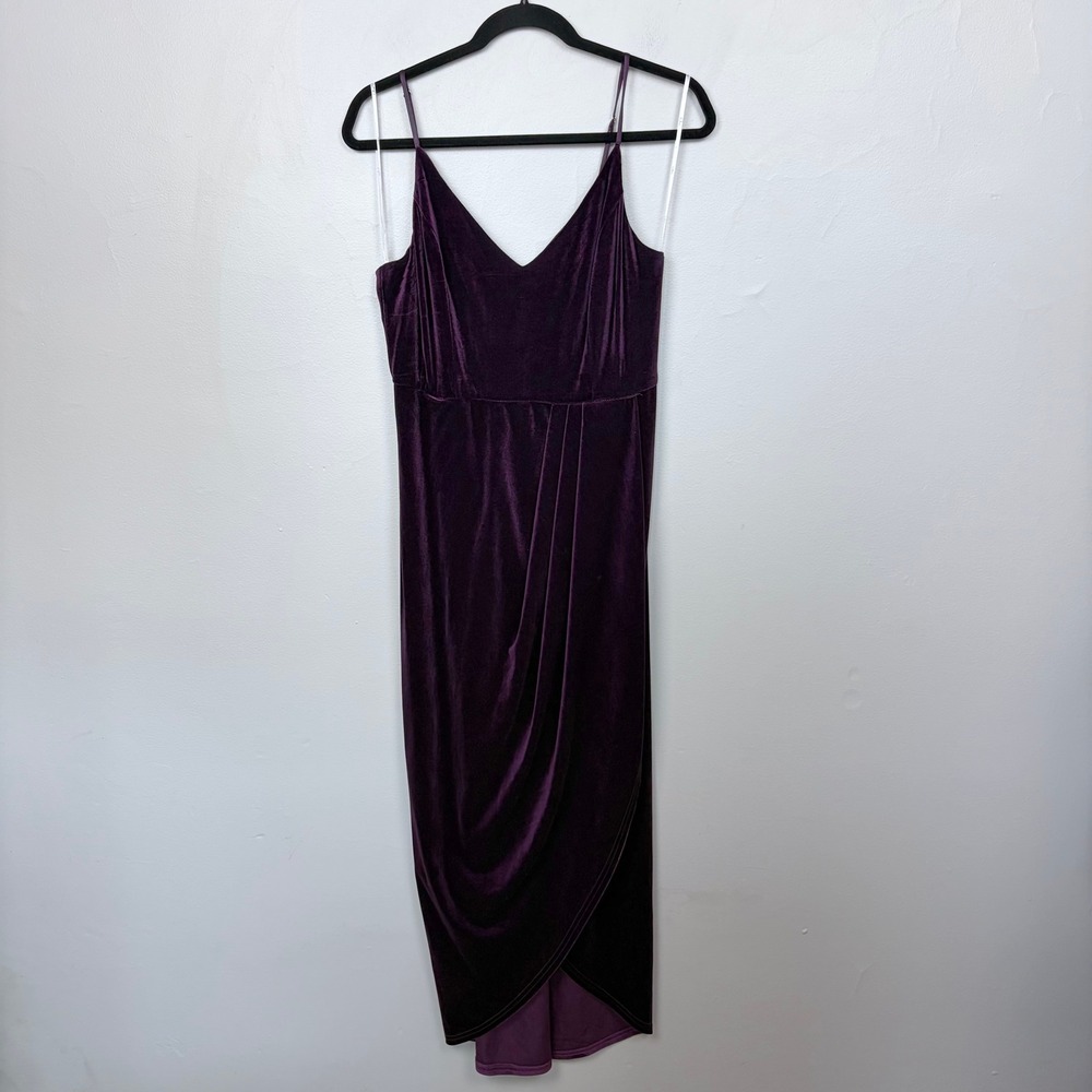 Lulus‎ Velvet Tulip Hem Maxi Dress Purple Romantic Evening Cocktail Size Large